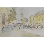 John Palmer - Bristol Savage - Watercolour - 'Bus stop' (Park Street, Bristol), signed lower