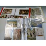 Postcards - Three folders of assorted cards to include; local interest, fine art reproductions, etc