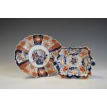 Imari oval dish, 30cm wide, and a 19th Century English Japan pattern similar, 23cm wide