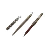 Sampson Mordan - Three silver-sleeved pencils, largest 10cm long (3)