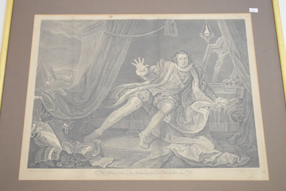 After Hogarth - Steel engraving - Mr Garrick in the character of Richard III, 38cm x 50cm, framed - Image 2 of 6