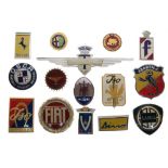 Automobilia - Collection of enamel and base metal car badges to include; Ferrari, Fiat, Lancia,