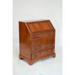 Reproduction yew wood-veneered bureau, 74cm wide