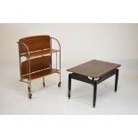 Mid Century vintage teak folding two tier and tubular metal tea trolley and G-Plan rectangular