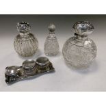 Assorted silver-mounted glass dressing table items (at fault)