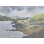 George Cutter - Bristol Savage - Pastel - Irish crofters cottage by a lock, signed lower right, 28.