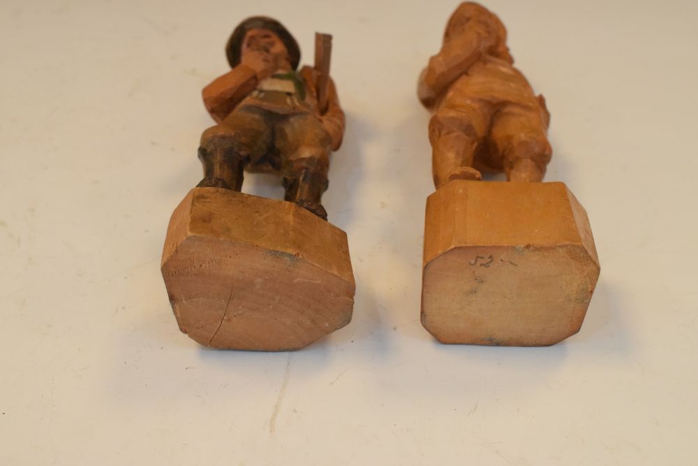 Two Continental carved wooden figures, 15cm high - Image 4 of 5