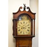 19th Century oak and mahogany-cased 8-day painted dial longcase clock, C.Tyte Wells, with 12-inch