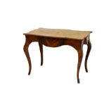 Late 19th Century Continental figured walnut side table of serpentine form, the quartered top with