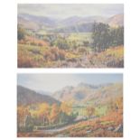 Pair of K. Melling signed prints - The Dales, 33.5cm x 50.5, framed and glazed
