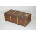Early 20th Century canvas and bentwood travel trunk, 90cm wide