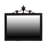 20th Century Adam Revival mahogany overmantel mirror, the plain rectangular plate within fluted