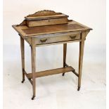 Edwardian inlaid faded rosewood writing table with hinged superstructure over skiver writing
