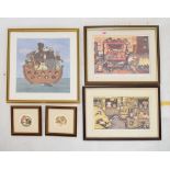 Linda Jane Smith - Five limited edition cat and Noah's Arc related signed coloured prints, and three