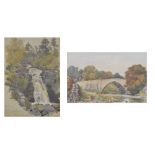 19th Century English School - Two Watercolours - Study of a waterfall, indistinctly titled and