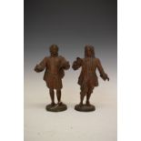 Pair of bronze spelter figures of Shakespeare and Milton, 21.5cm high