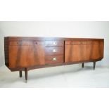 Greaves & Thomas circa 1970's retro mahogany sideboard fitted three drawers and fall-front cabinet