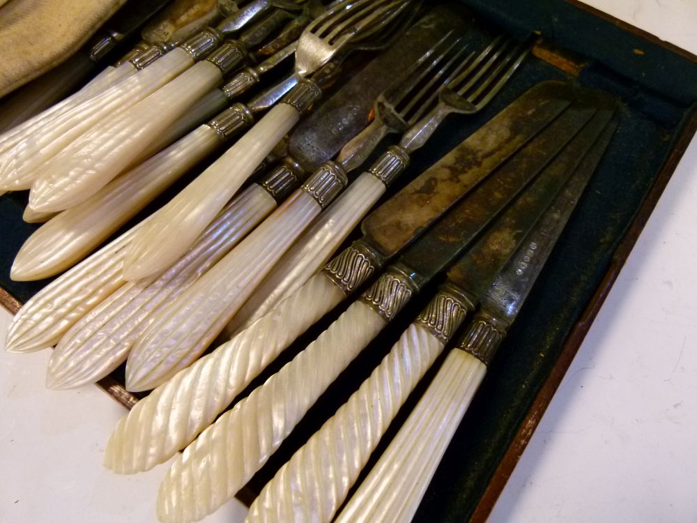 Selection of Victorian mother-of-pearl handled flatware, together with a set of early 20th Century - Image 2 of 4