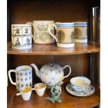 Assorted ceramics to include; two Mocha ware mugs, Royal Doulton Milner Gray Courage Brewery