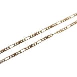9ct gold chain or necklace of filed curb and trombone links, 45cm long, 10.3g approx