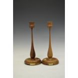 Maritime Interest - Pair of turned candlesticks 'From the teak of HMS Birmingham, Dogger Bank and