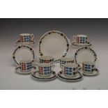 Midwinter mid 20th Century 'Cherry Tree' pattern six person coffee set having Marquis of