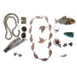 Assorted silver, white metal and unmarked jewellery to include; pendants, ear studs, brooches,