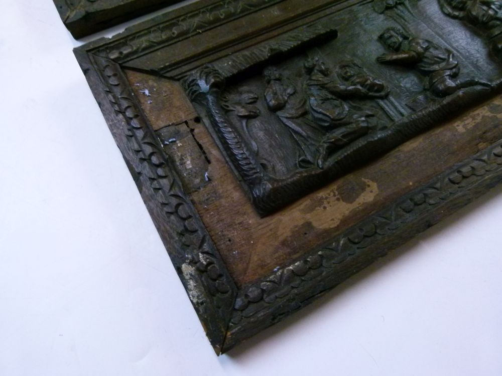 Pair of 18th Century Continental carved walnut panels depicting the Adoration of the Magi and the - Image 3 of 11