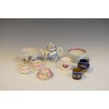 Two late 18th Century tea bowls, together with quantity of miniature ceramics to include Foley and