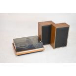 ITT KA1255 stereo record player, together with a pair of model KS658 walnut-veneered speakers