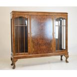 Mid 20th Century figured walnut veneered china display cabinet, 120cm wide