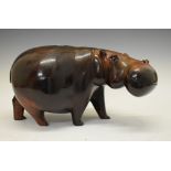 African carved hardwood hippopotamus, 43cm long