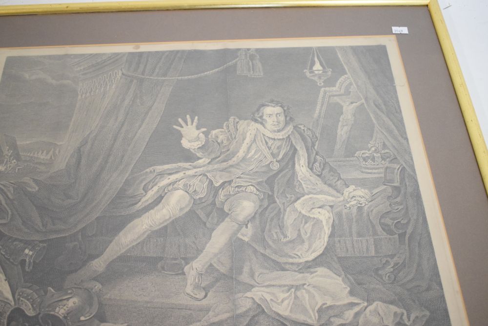 After Hogarth - Steel engraving - Mr Garrick in the character of Richard III, 38cm x 50cm, framed - Image 5 of 6