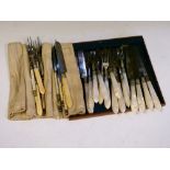 Selection of Victorian mother-of-pearl handled flatware, together with a set of early 20th Century