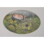 David J. Carey - Watercolour - The Fieldmouse, 1992, oval, 11cm x 14.5cm, plus four signed limited