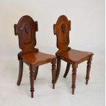 Pair of Victorian mahogany shield-back hall chairs