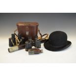Circa World War I era Military-issue single draw telescope with stitched leather-bound barrel,