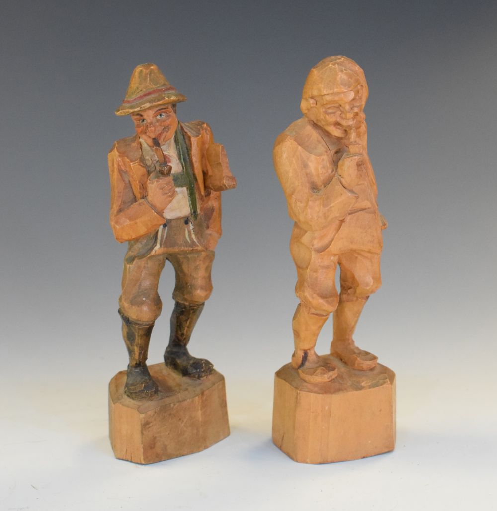 Two Continental carved wooden figures, 15cm high