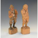 Two Continental carved wooden figures, 15cm high
