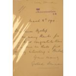 Early 20th Century autograph letter from Lady Gertrude Denman referencing a forthcoming move to