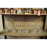 Waterford crystal - Alana decanter, one other decanter, set of six Tramore hock glasses, four