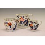 Graduated set of three Allerton's jugs with Gaudy Welsh-style decoration