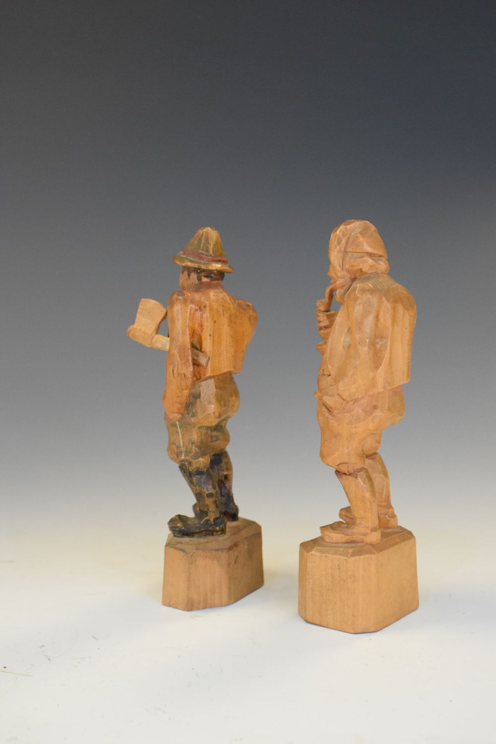 Two Continental carved wooden figures, 15cm high - Image 3 of 5