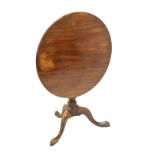 19th Century mahogany circular snap-top supper table on tripod base, 77cm diameter