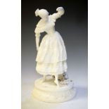 Alcock parian figure of a dancer on a circular plinth, 38cm high