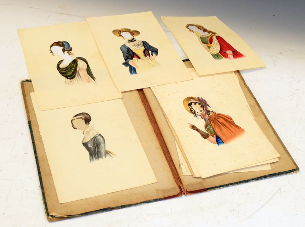 Quantity of early 19th Century watercolour fashion plates (14)