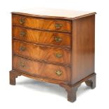 Reproduction mahogany serpentine front chest of four drawers, 78cm wide