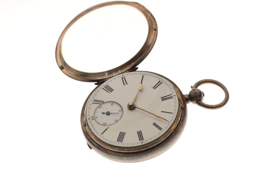 Silver gentleman's pocket watch, the white enamel Roman dial with subsidiary seconds dial - Image 6 of 7