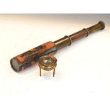 First World War military four draw pocket telescope, together with a small brass magnifier