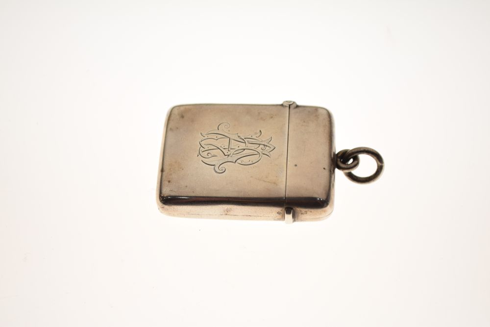 Victorian silver vesta case with hinged cover, Birmingham 1893, 0.8toz approx - Image 2 of 6